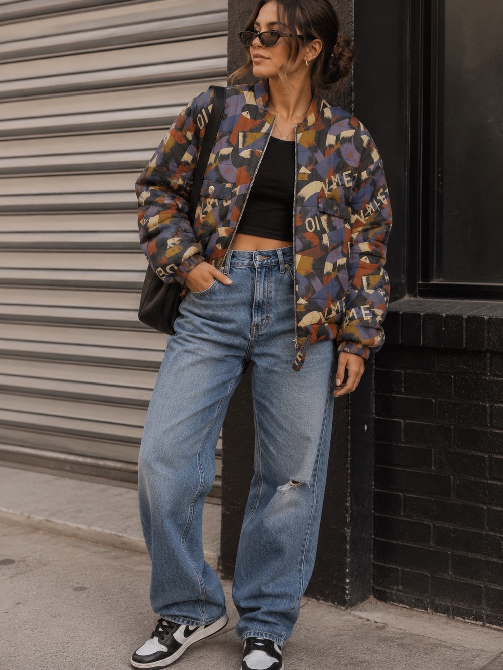 Vintage Abstract Multicolor Quilted puffy  Jacket - Women